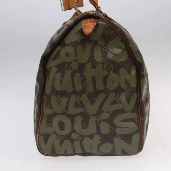 LOUIS VUITTON Monogram Graffiti Keepall 50 Boston Bag Khaki M92196 Auth 90286AV - Picture 3 of 16